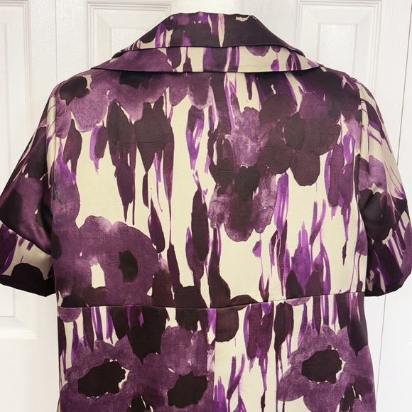 Simply Vera Vera Wang Purple Multi Floral Short Sleeve Swing Jacket XL - Picture 15 of 16
